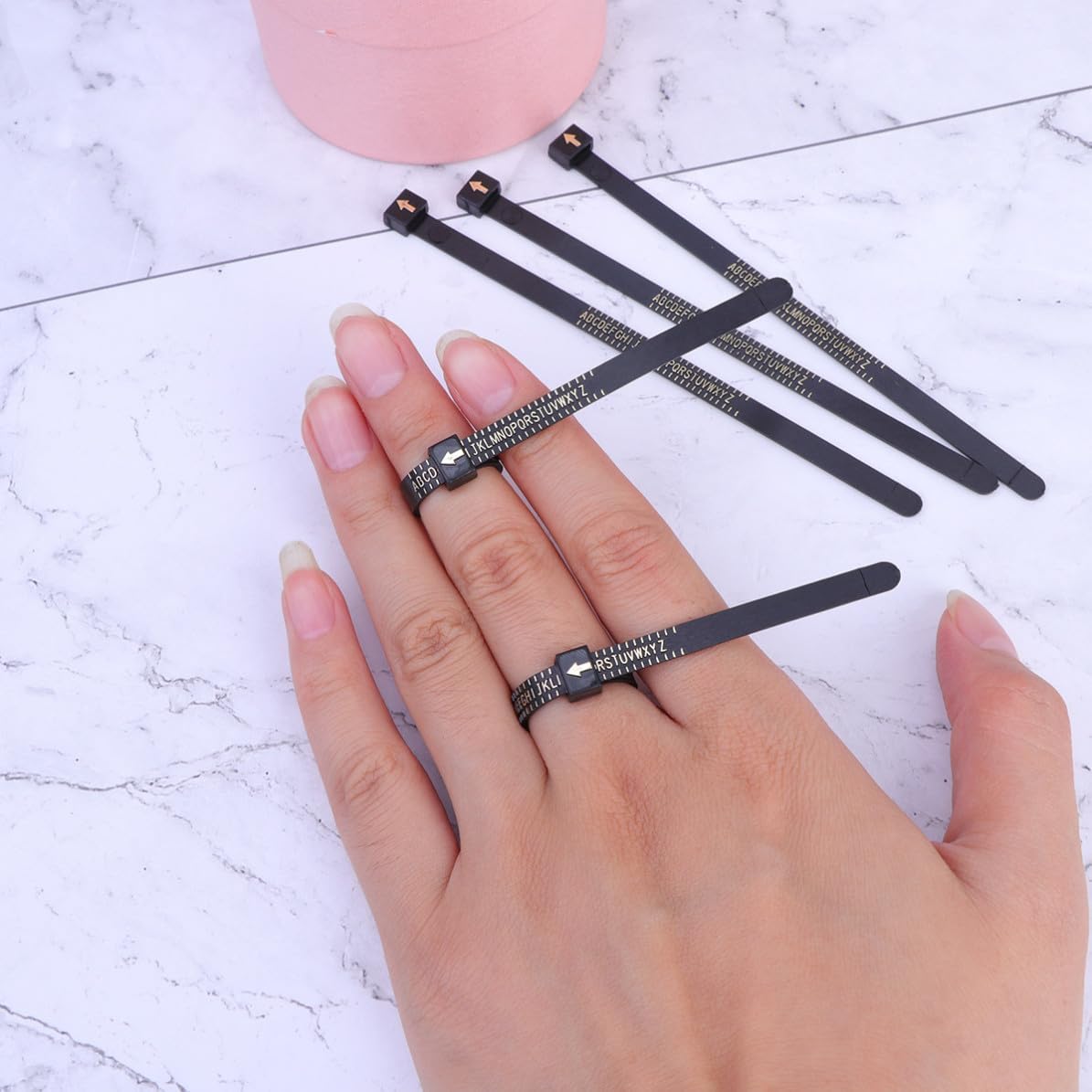 5pcs Black Plastic Ring Measuring Tool Sizer Gauge for Personal Use
