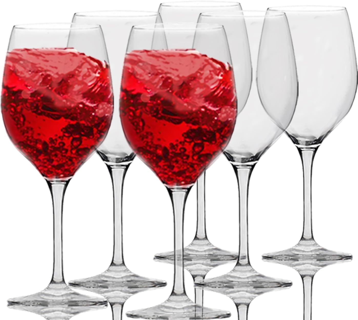 3Diamonds Wine Glasses Set of 6-350ml/11.8oz Clear Glass Stemware - Durable Glasses for Parties & Regular Use
