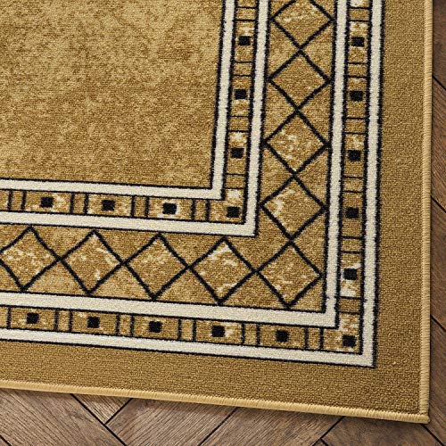 Antep Rugs Alfombras Modern Bordered 8x10 NonSkid (NonSlip) Low Profile Pile Rubber Backing