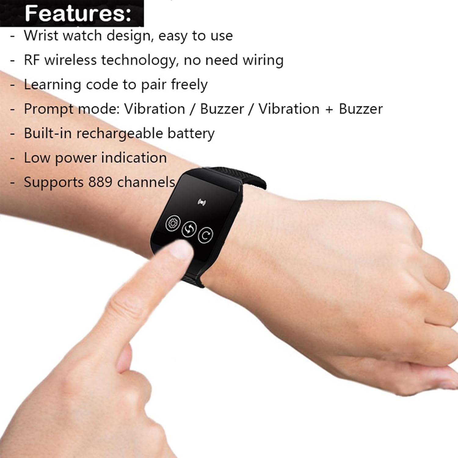 Tangxi Restaurant Pager System, Caregiver Call System, 2 Watch Receiver and 1 Pagers, Caregiver Pager for Home, Factory, Hospital,etc, Long Endurance
