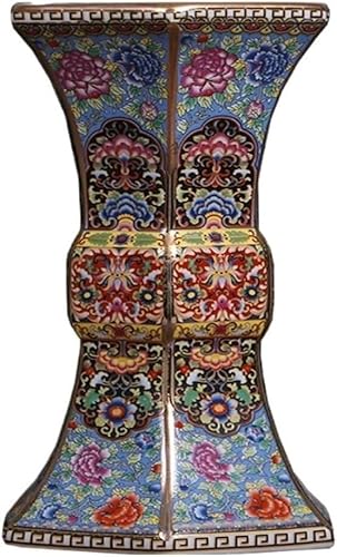 Vase Tabletop Ceramic Enamel Colored, Six-square Bottle Antique Chinese Ornament Vase(bule)