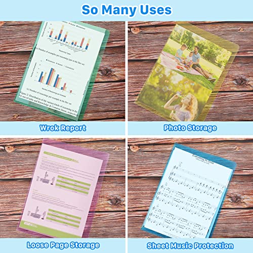 45Pcs Clear Document Folders,Clear Colored Plastic Folders,10 Colors Plastic Project Pockets,A4 Letter Size Transparent File Folders,L-Type Plastic Sleeves For School Office Supplies,12.2" X 8.7" #TOP5