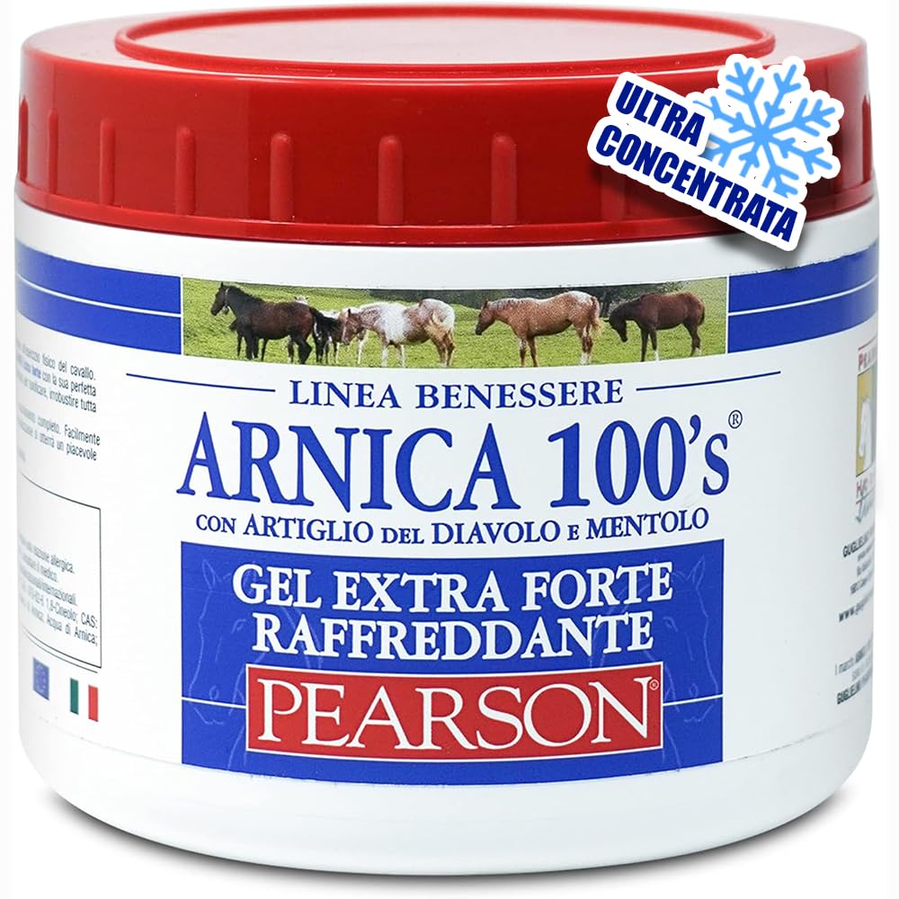 ARNICA 100'S - Arnica per Cavalli, Gel Extraforte Raffreddante Pearson. Crema Arnica Gel Forte con Artiglio del Diavolo e Mentolo. Pomata Defaticante e Rilassante (Arnica RAFFREDDANTE, 500 ML)