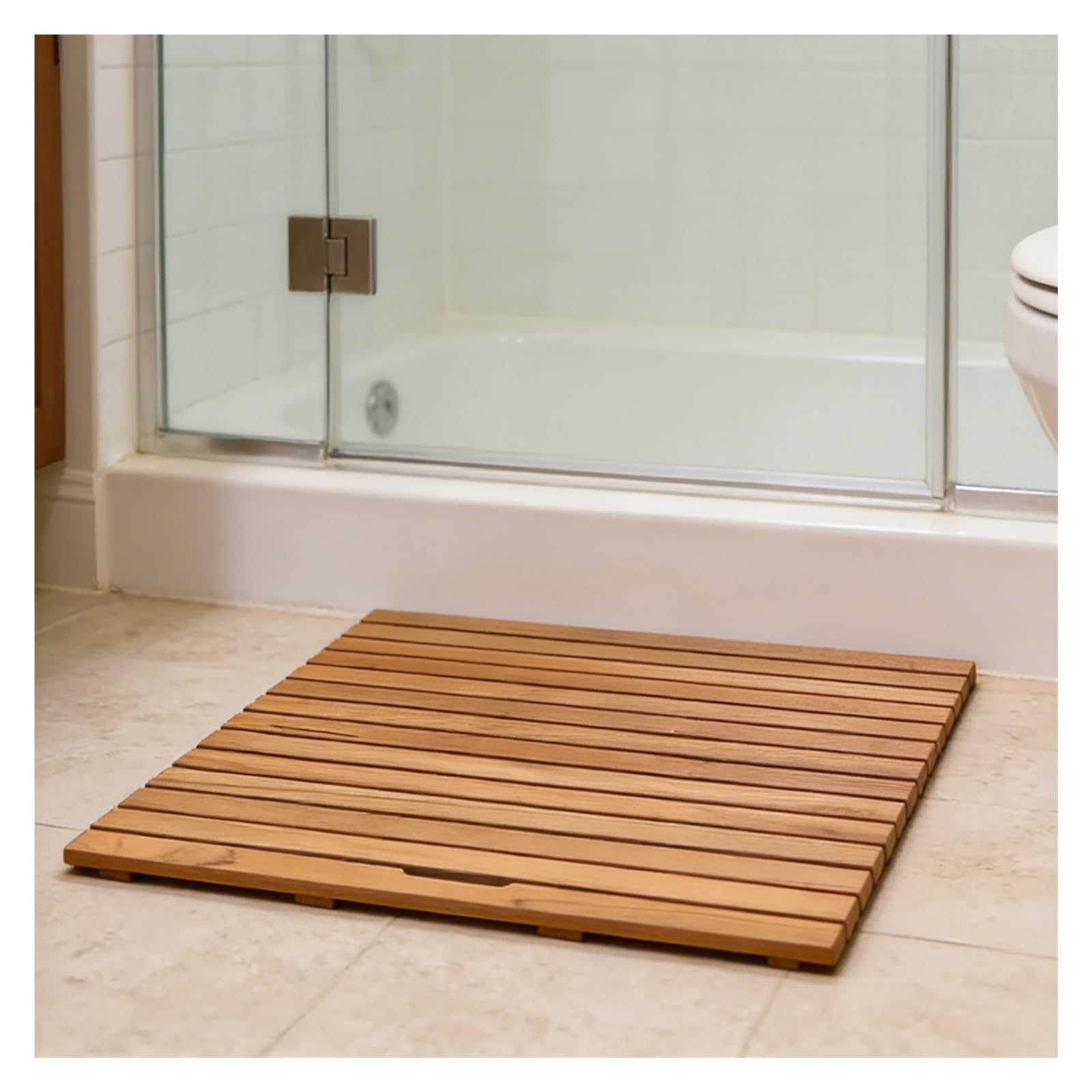 Genérico Alfombrilla de Ducha de Madera para Interior de Ducha, 20 21 23 25 27 29 31 33 35 Pulgadas, Alfombrillas de baño de Teca para Suelo de baño, Impermeables y Antideslizantes, alfombr