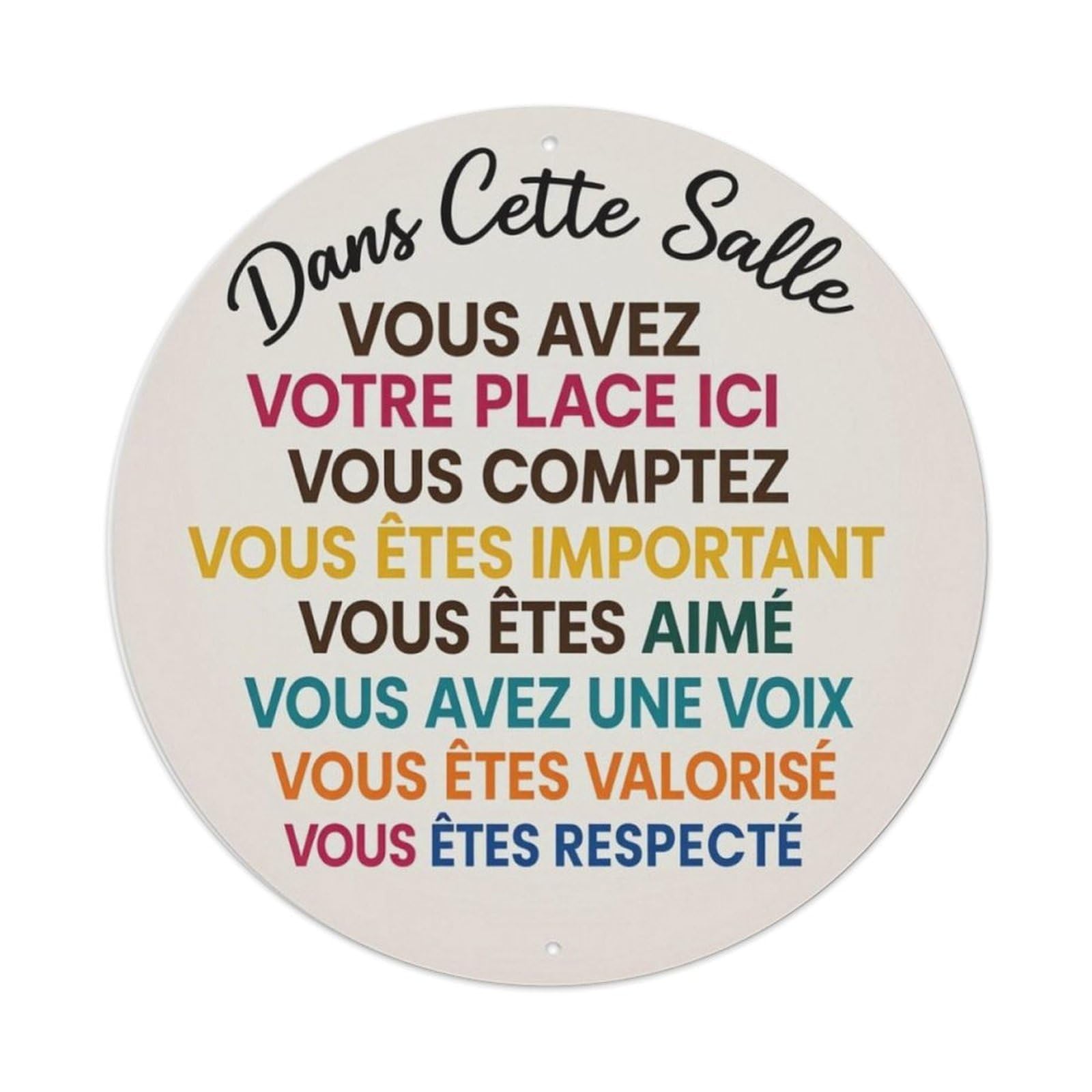 French Warm Inspirational Color Text Round Decor Sign Vintage Aluminium Metal Sign, Retro Wall Decor for Home, Bar, Garage & Farmhouse 20x20cm