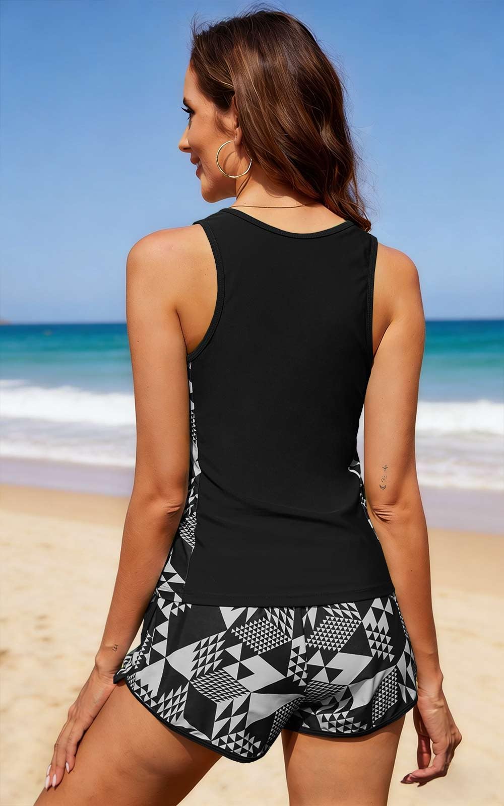 CheChury Tankini da Donna Set Due Pezzi Costume da Bagno a Vita Alta Scollo a U Imbottito Reggiseno Sexy Push up Costumi Mare Floreale Tankini Tops Pantaloncini Donna Beachwear Swimwear Spiaggia