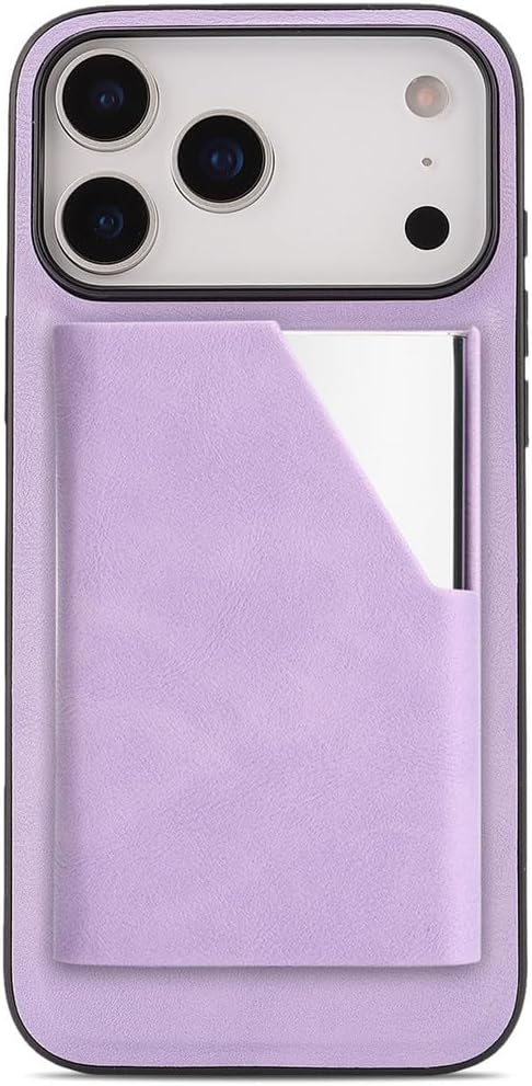 Leather Case for iPhone 17 Pro Max/17 Pro/17 Air/17,Heavy Duty Protection Credit Card Bag Detachable Magnetic Phone Case Flip Stand Wireless Charging Cover(Purple,17 Pro)
