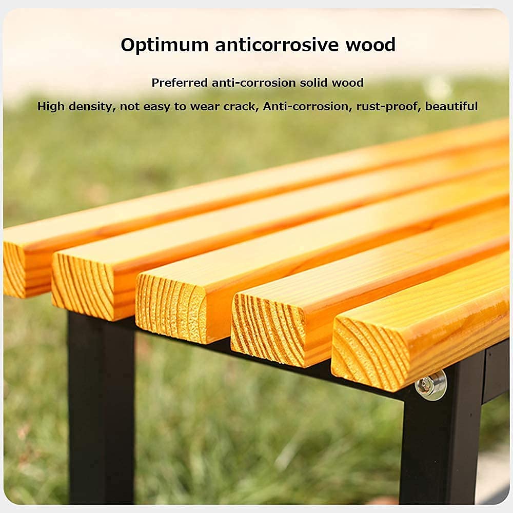 SDdPulse Panchina da giardino Panchina da giardino, panca da parco, panca per conversazioni all'aperto, panchine da giardino in ghisa e legno massello, resistente alle intemperie, 2-4, gialla, 120 cm