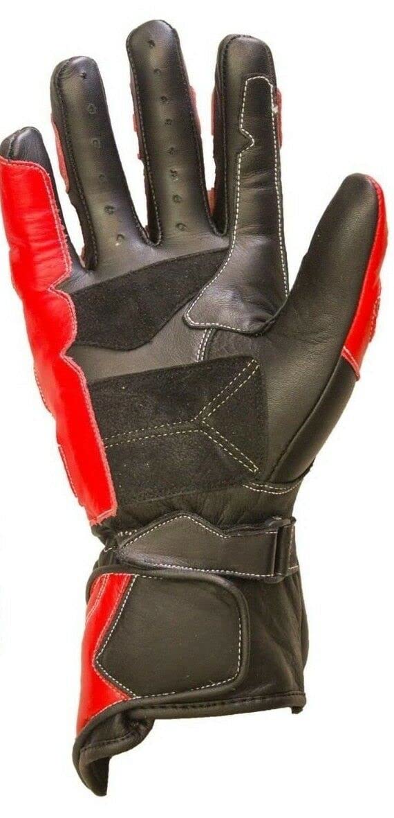 BI ESSE Gants de moto en cuir avec protections rigides pour piste de course