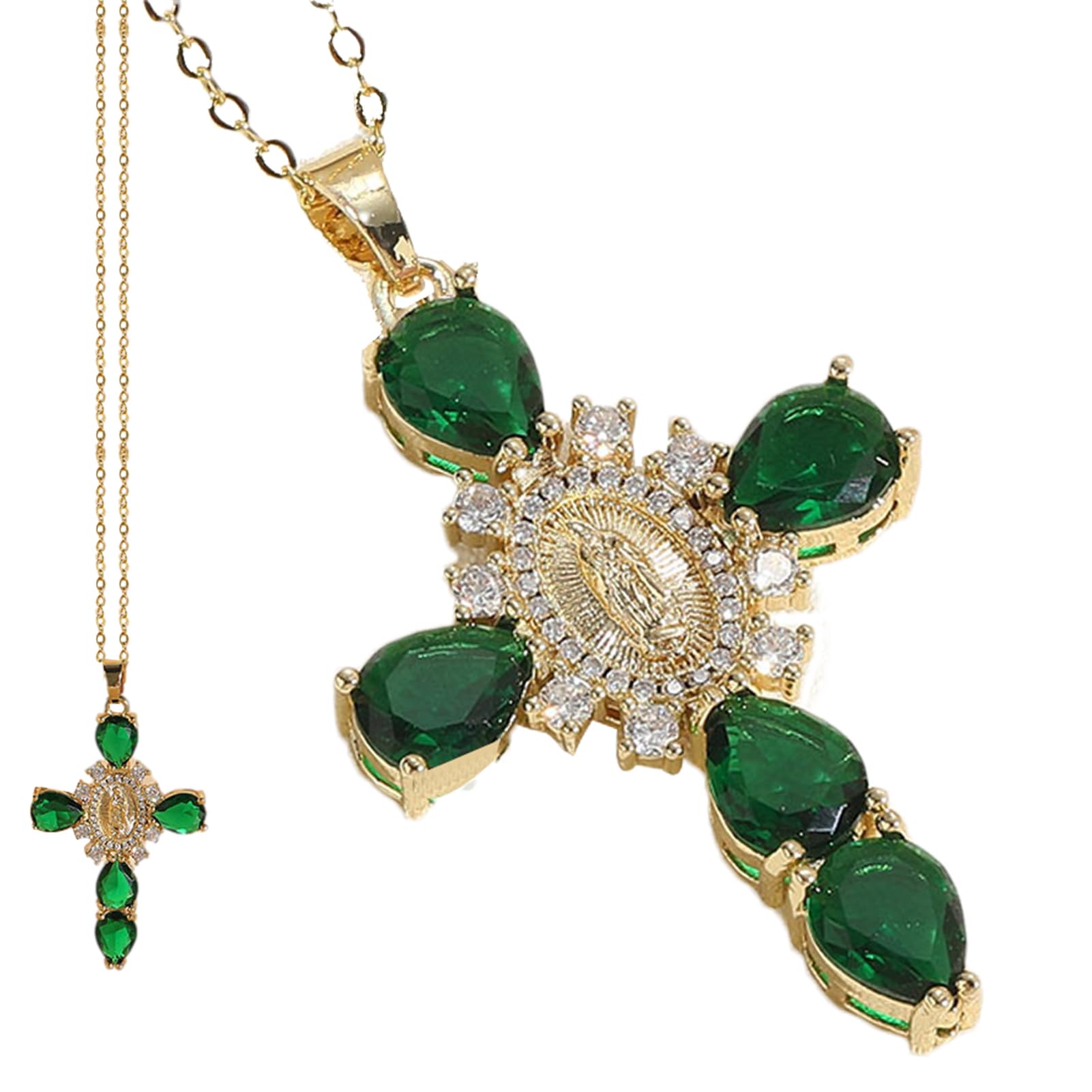 Collana con ciondolo Vergine Maria con conchiglia in madreperla di fede religiosa per regalo di gioielli con ciondolo Guadalupe rotondo color oro da donna  36