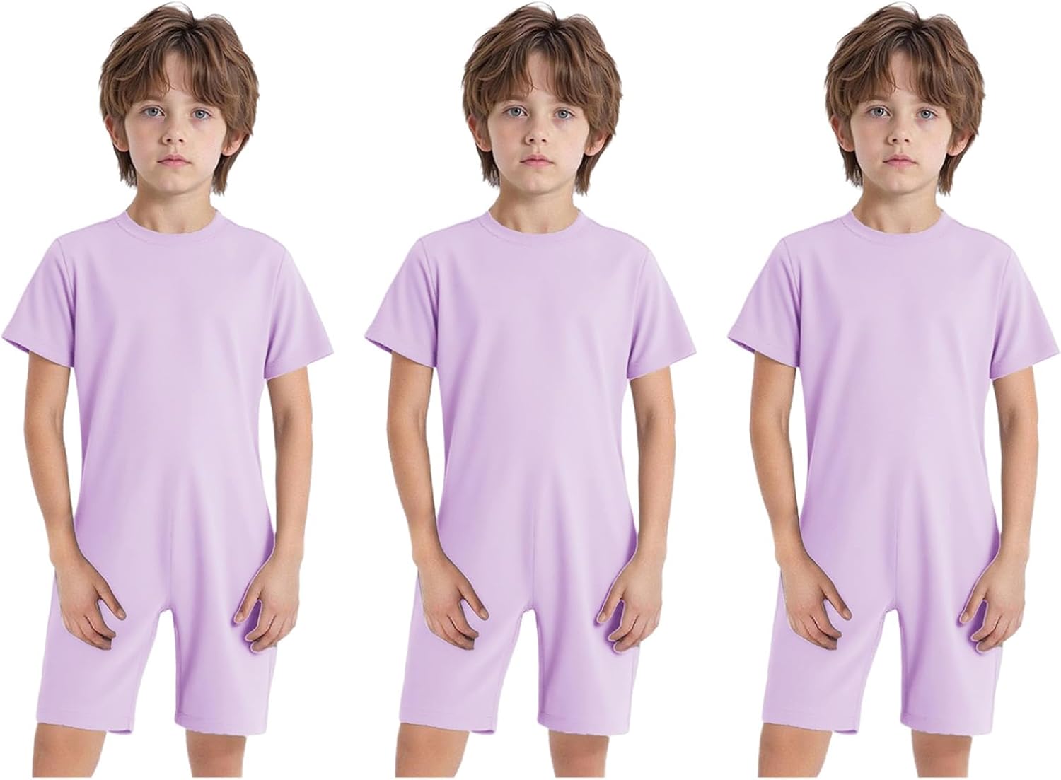 3Pcs Kids Girls Boys Special Needs Adaptive Clothing Short Sleeve Back Zipper Jumpsuit Anti-Strip Romper