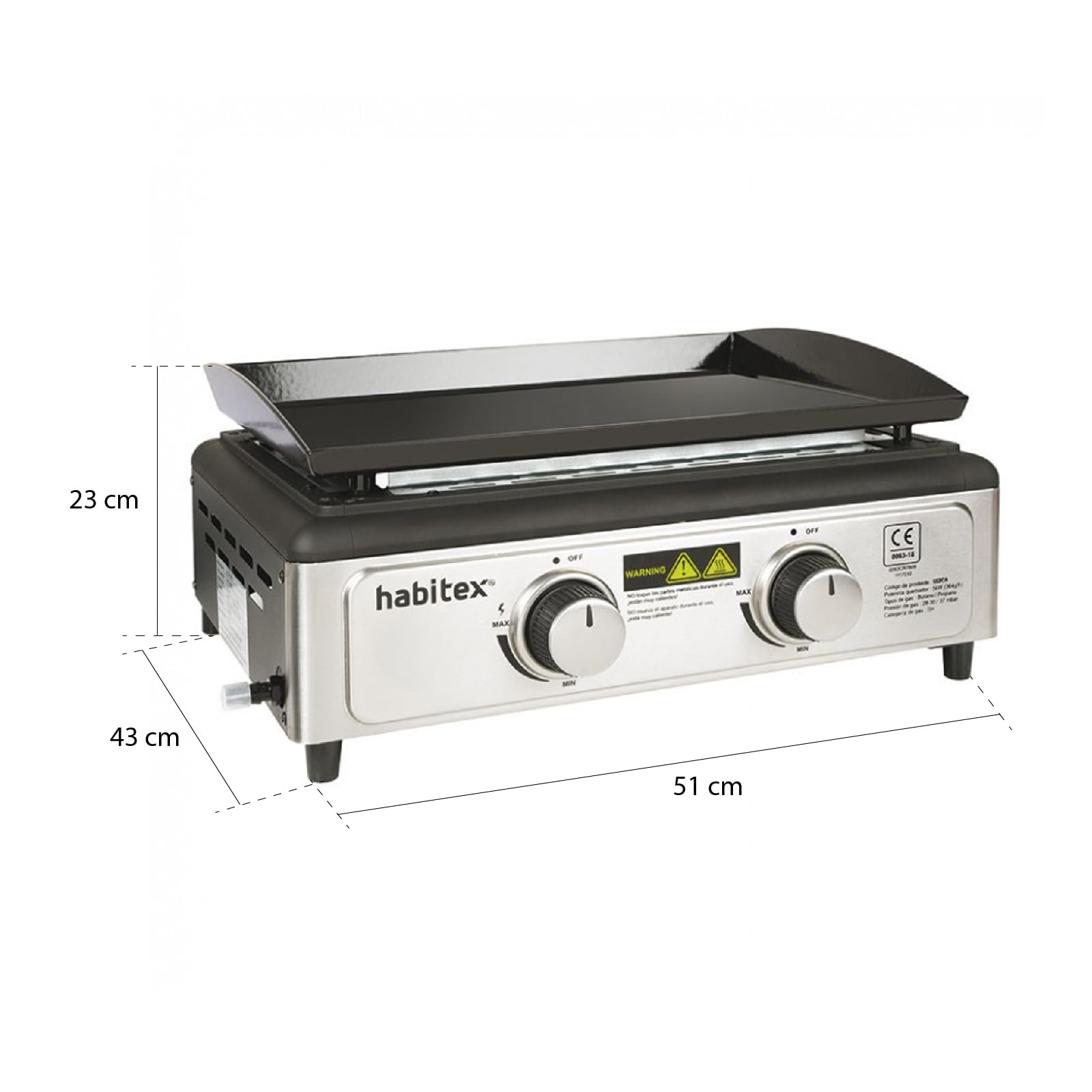 Habitex Barbacoa-Plancha Gas BT 50. 53x46x23 cm