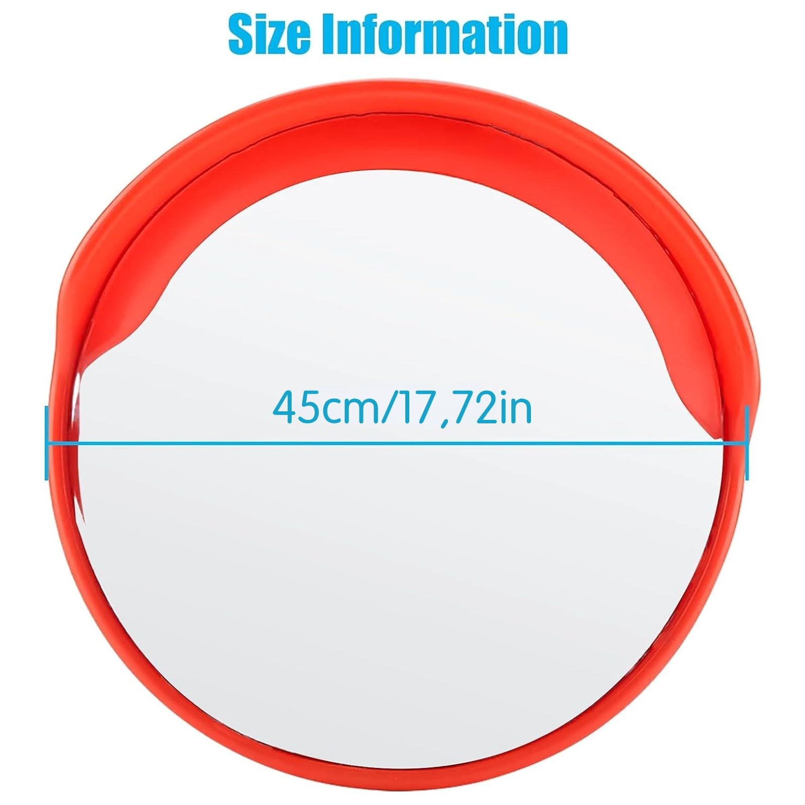 Specchio Stradale 45 cm Specchio Convesso di Traffico, Specchio Convesso di Segnalazione, Diametro 45 cm per per Strade, Magazzini, Garage e Negozi - Angolo Visivo di 130 ° - Arancione