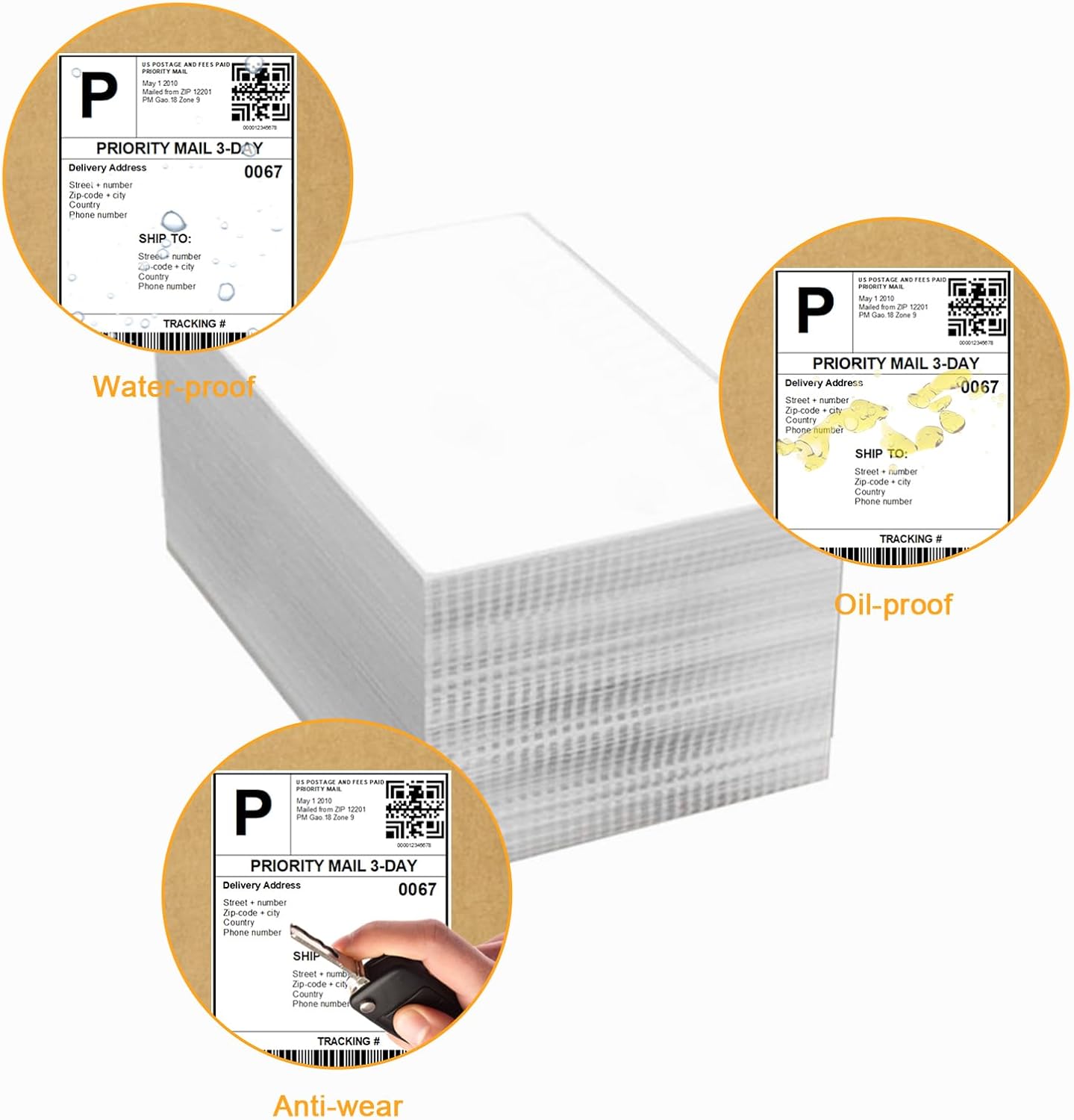 (4000 Pcs/8 Stacks) Labelebal 8 Stacks 4" x 6" Fanfold Direct Thermal Labels (101mm x 152mm) Shipping Address Mailing Postage Labels Compatible for Zebra 2844 & Rollo Printer Adhesives - Image 5