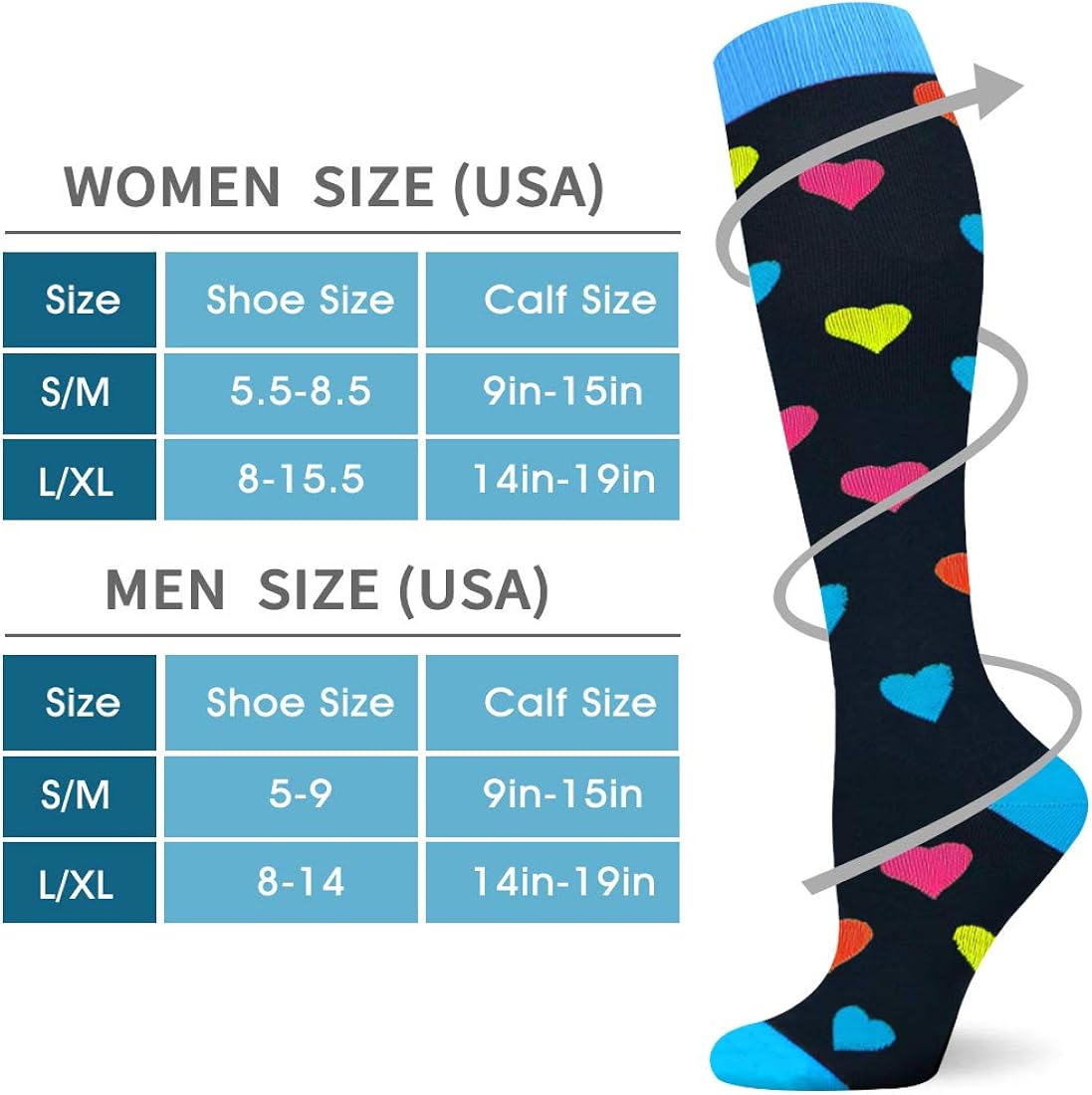 Bluemaple Compression Socks for Women & Men Circulation-Compression Socks Women-Best for Running,Medical,Nurse,Travel,Cycling