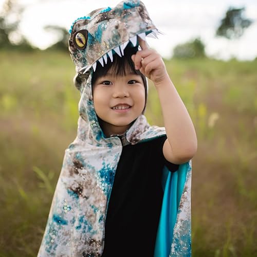 Miniatura 5 de Great Pretenders Capa Raptor, verde azuladomarrón, talla 5-6, 57665, disfraz de dragón para niños