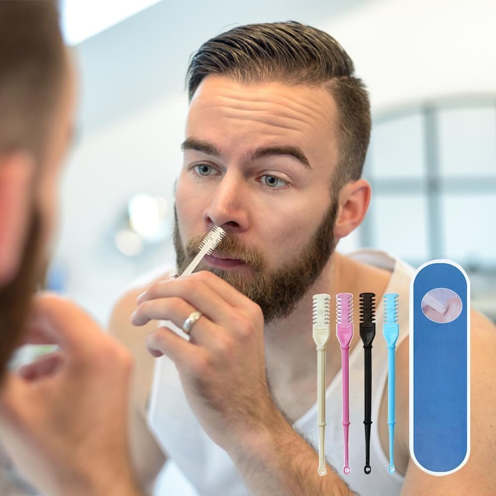 Double Sided Nose Hair Knife, 2-in-1 Nasal Hair Cutter, Nostril Hair Remover Tool, Portable Manual 360° Rotating Nose Hair Trimmer with Ear Picker for Women Men (3Pcs) — Amazon image 2