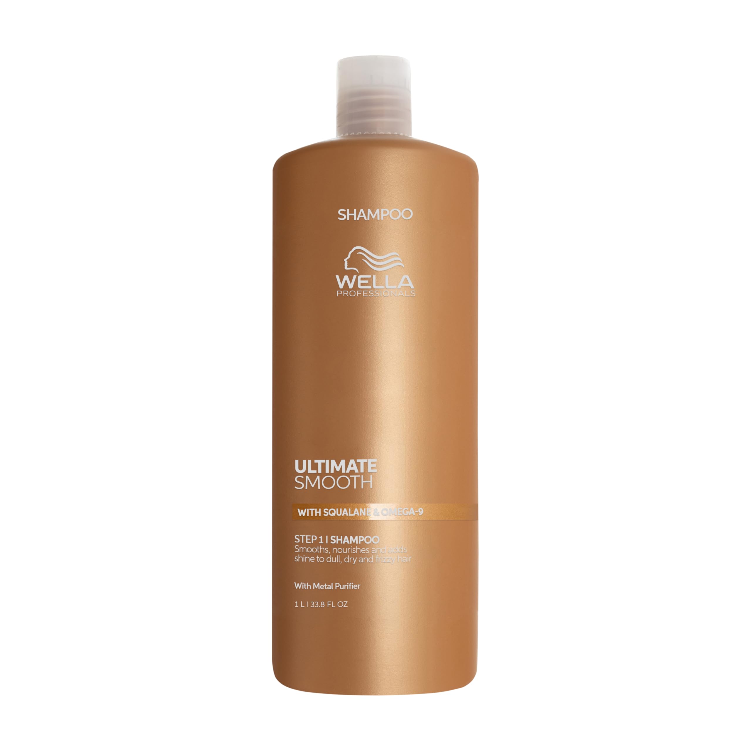 Wella Professionals Ultimate Smooth Shampoing - shampoing nourissant à base de squalane et d'oméga-9 pour cheveux secs, ternes et frisés