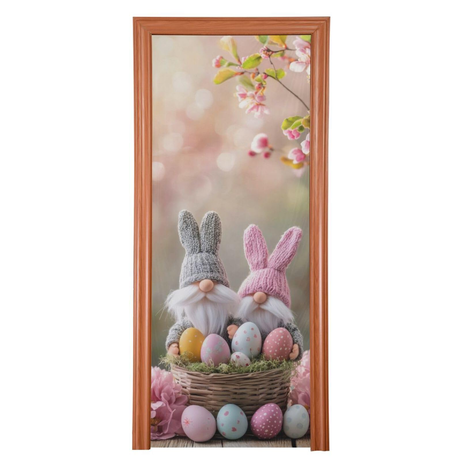 FLildon Easter Eggs Cute Gnomes Door Cover Decoration, Party Accessory Porch Decor for Festive Ornament Room Door Covers 36 x 98 Inch