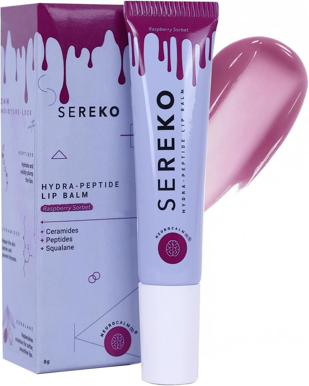 - Hydra Peptide Tinted Lip Balm | Ceramides & Squalane | 24H Moisture Lock, Plumps & Smooths | For Dry & Chapped Lips | Raspberry Sorbet | 8 g