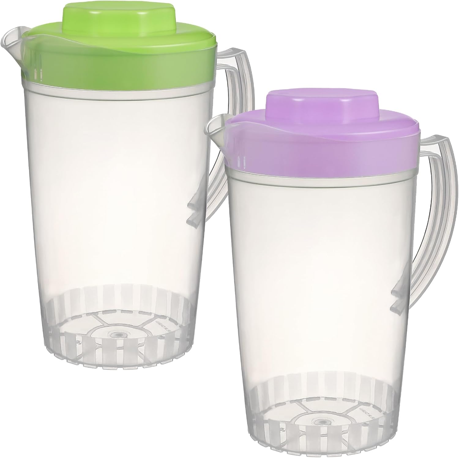 Yardwe 2 Liter Plastic Pitcher with Lid, Heat-Resistant, Large Capacity Drinks Water Jug for Iced Tea, Juice, Lemonade (Green and Purple)