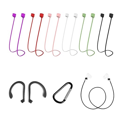 Come mantenere gli auricolari con design ergonomico sempre in buone condizioni? 6pcs 55cm cavo auricolare e 1pair gancio auricolare e 1 paio nero o bianco fibbia auricolare, bluetooth cavo auricolare anti-perso, morbido silicone sport auricolare wireless anti-perso cavo