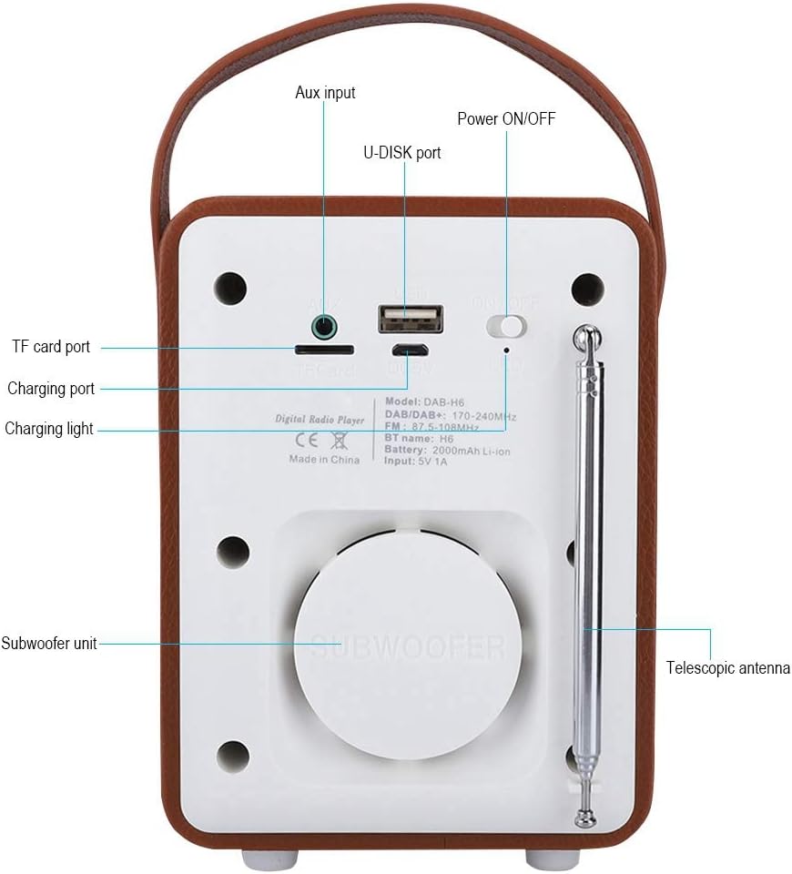 Tanke Radio - Mini Portable DAB/DAB+ FM Digital Internet Radio Bluetooth Wireless Speaker, 5.51x4.13x3.35in : Electronics