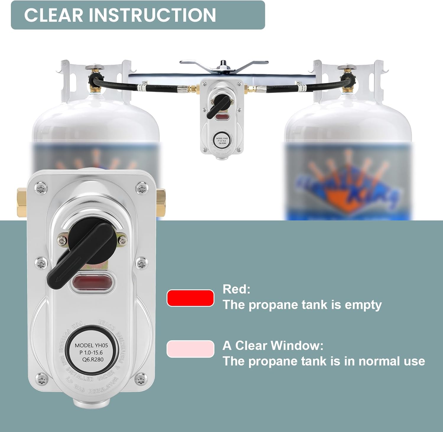 MEASUREMAN 2-Stage Auto Changeover RV Propane Regulator with Two 12-Inch Pigtail Hoses, LP Gas Regulator for Campers, Trailers, and Motorhomes