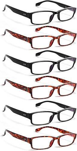 NORPERWIS Paquete de 6 lentes de lectura para mujeres y hombres con bisagras de resorte cómodas para hombres y mujeres