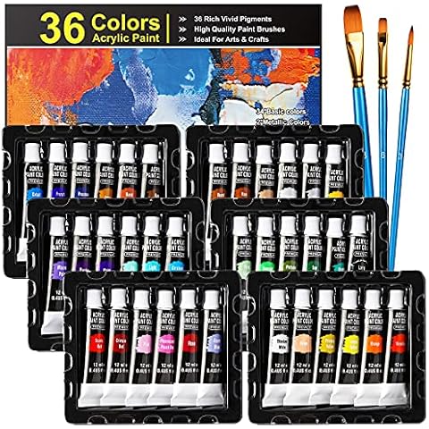 Buluri Acrylic Paint Set, Acrylic Paint 12 Tubes Acrylic Paints for Artists Cover