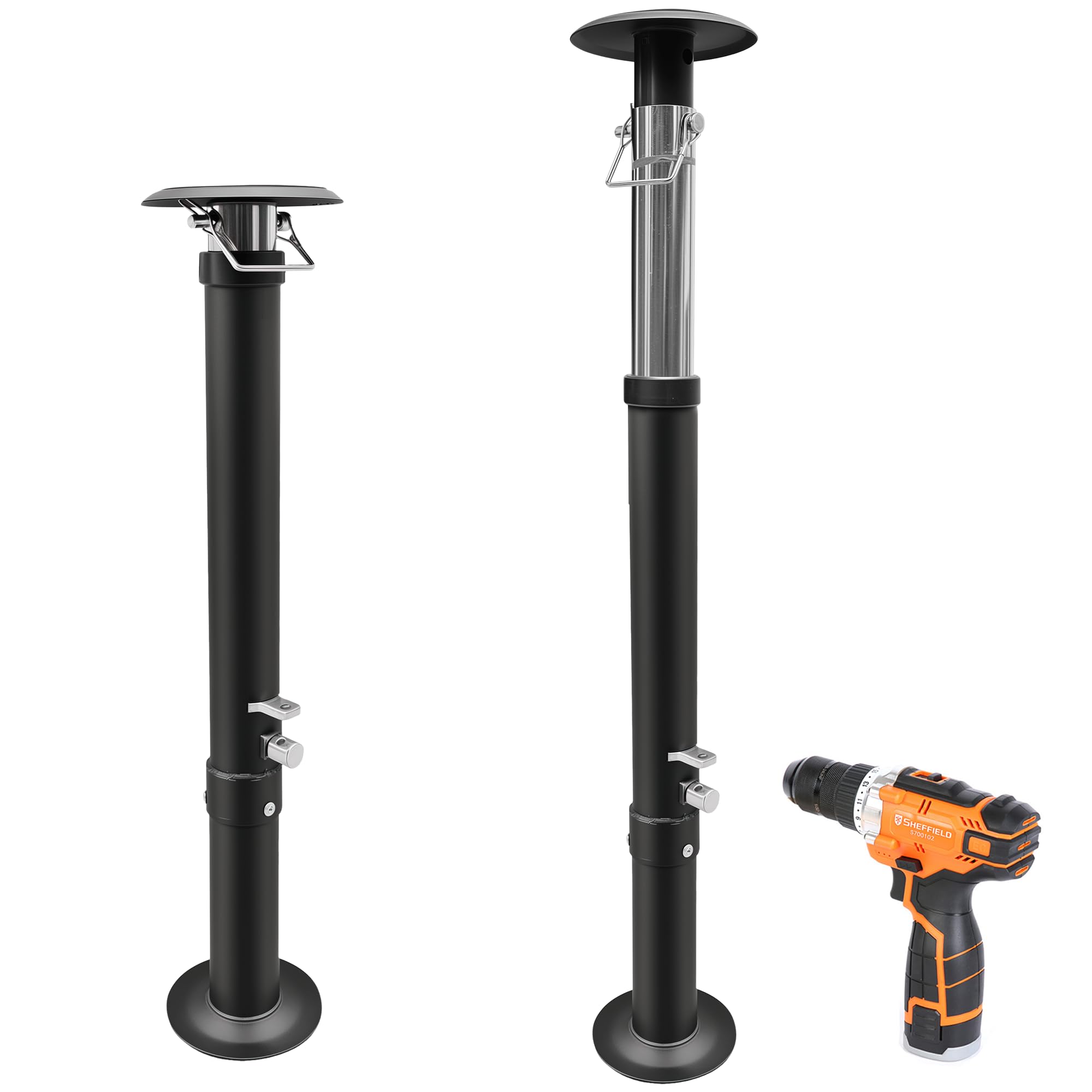 RV Slide Out Support Jacks with Flat Top, 7000lbs Each Camper Slide Out Stabilizer Jacks Adjustable from 24”-45”, Drill Allowed Slideout Stabilizer for Travel Trailer, Set of 2