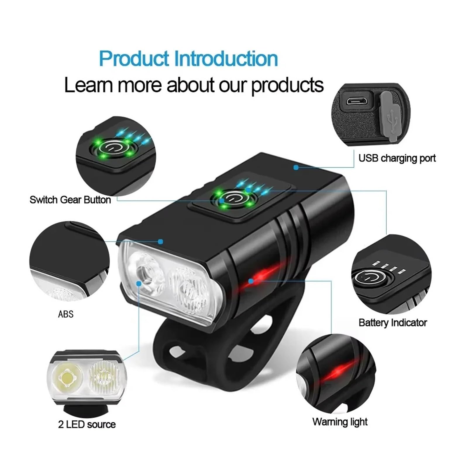 1 Faro LED for Bicicleta T6 Recargable por USB.