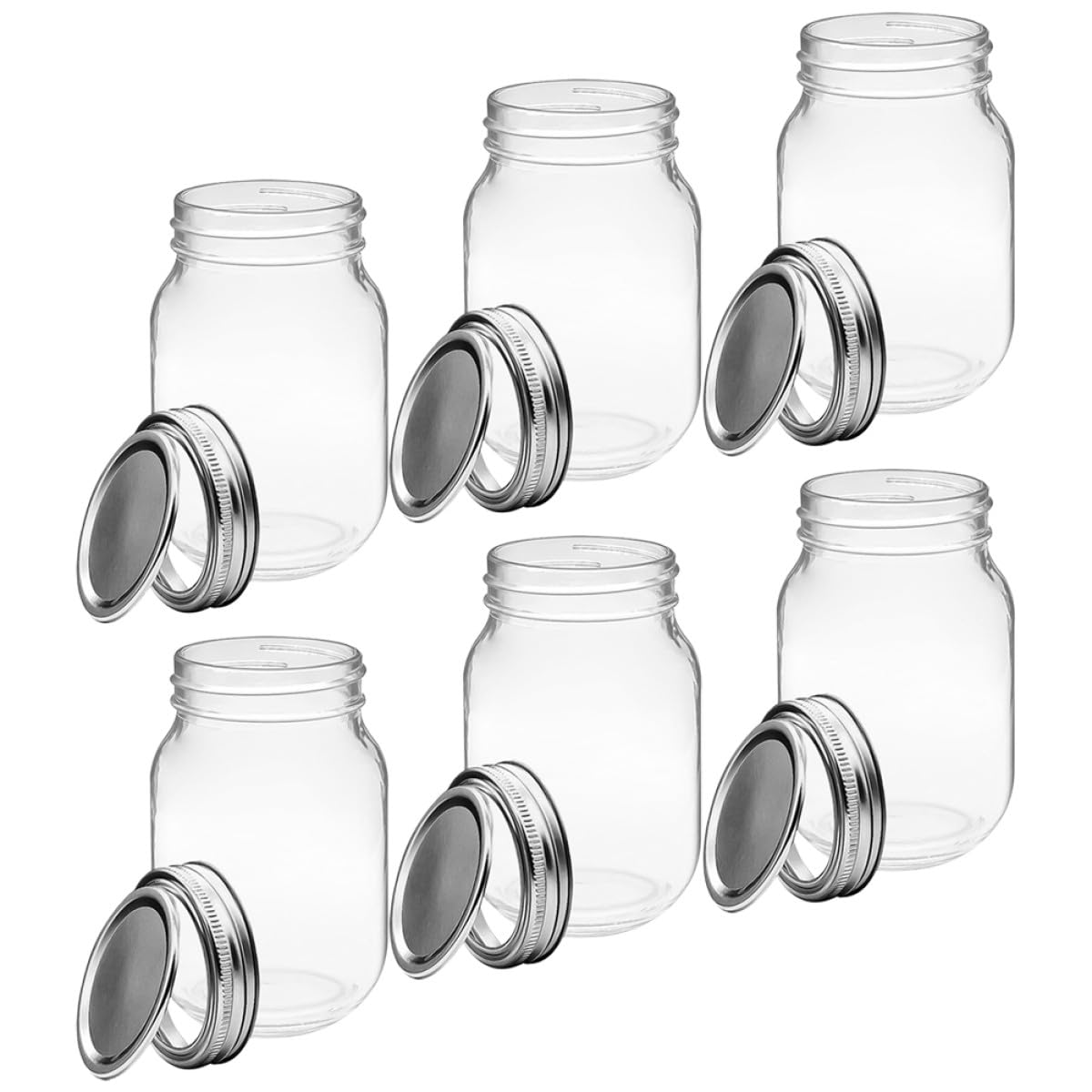 NUOBESTY Contenitori Alimentari con Coperchio Ermetico da 500ml in Vetro Set 6 Barattoli Versatili a per Casa