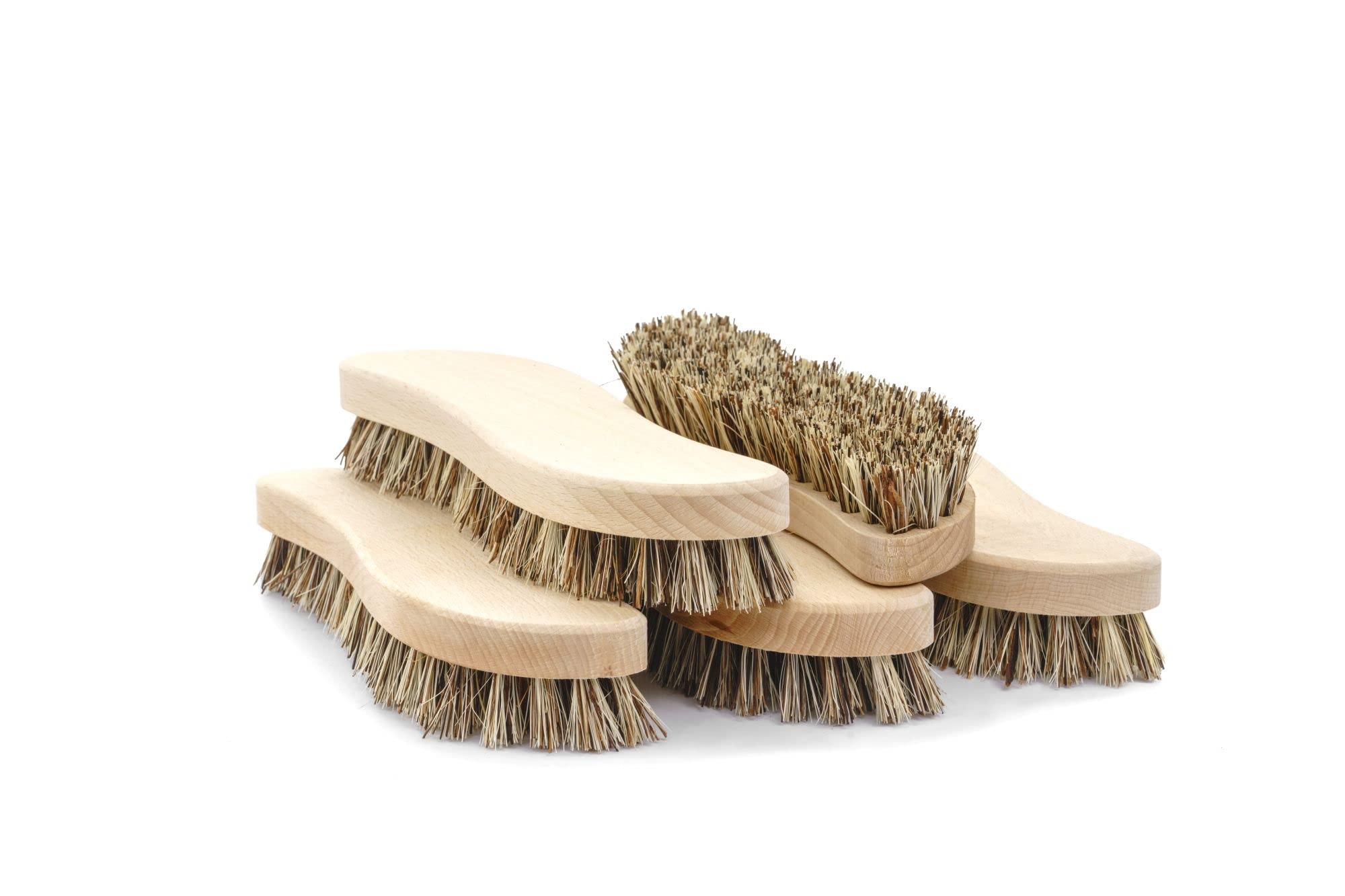 Novaliv 10x Handbürste aus stabilem Holz mit Union Borsten Nagelbürste Bürste für Hand Nägel und Finger S-Form für professionelle Reinigung ergonomischer Griff Handwerkerbürste