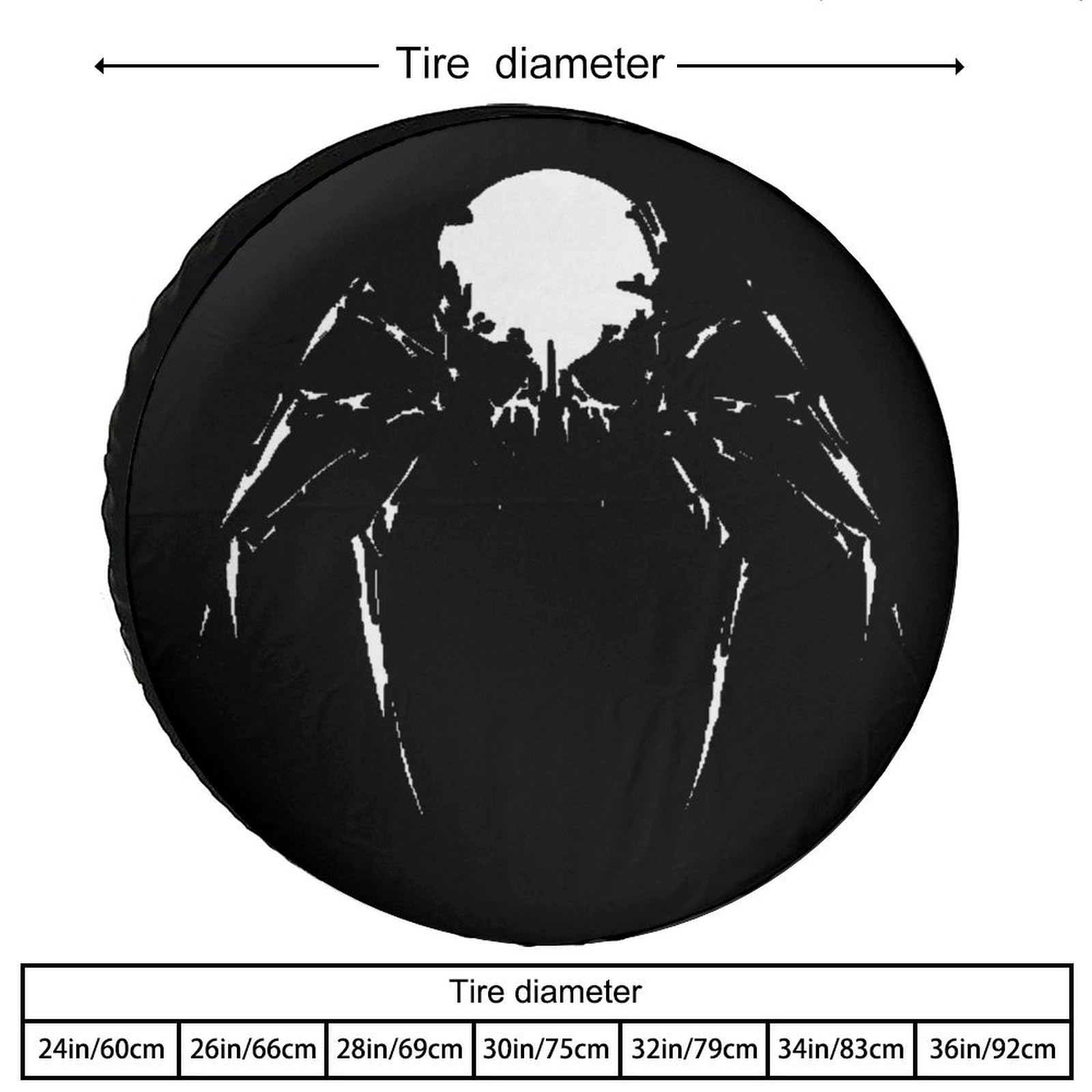 Skull Spider Spare Tire Cover Oxford Waterproof Wheel Protectors Universal Car Accessories 24inch