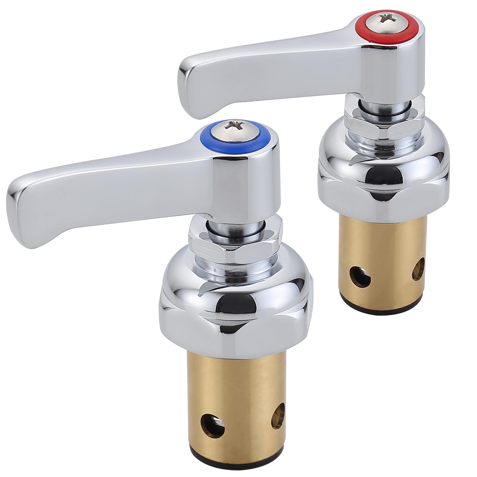 Handle Stem Assembly Kit For T&S Brass Faucets – Eterna Valve Replacement, 002713-40 (Cold) & 002714-40 (Hot), 1/4-Turn Brass Spindle, Corrosion-Resistant
