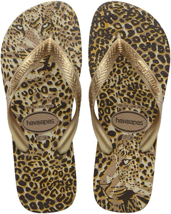 Top Animals Gold Flip Flops