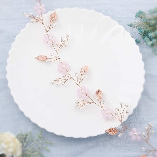 Miniatura 5 de Aukmla Diademas de flores para el pelo de la boda de la novia, joyería nupcial para mujeres y niñas (plateado)