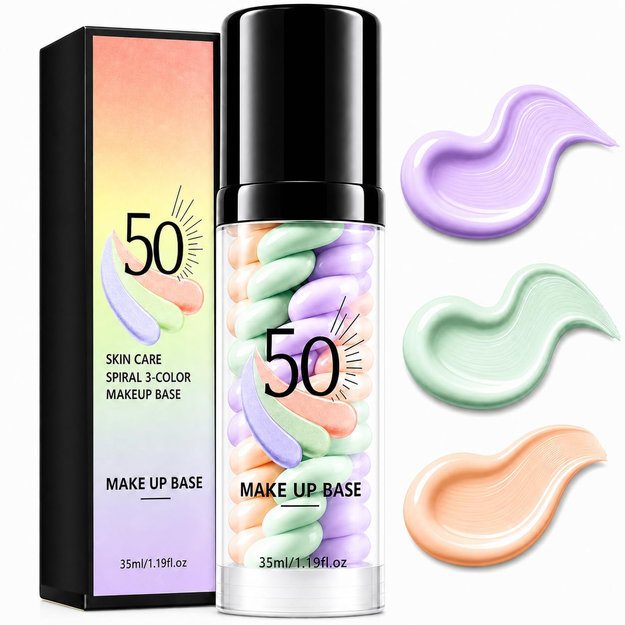 3 in 1 Primer for Face Before Makeup, SPF 50 Sunscreen Isolation Cream, One Step Color Corrector Makeup Base, Oil Control & Moisturizing Primer for Even-Looking Natural Radiance