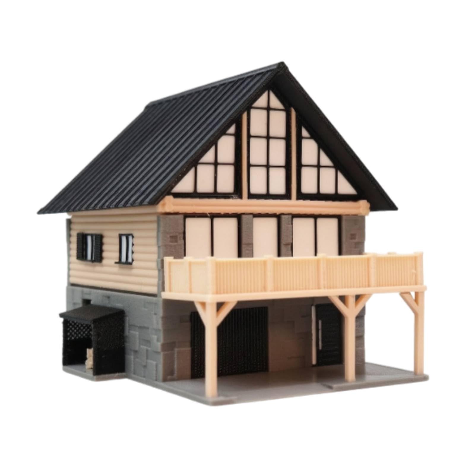 mit Balkon zweistöckig Miniatur Maßstab 1:64 Diorama-Haus für Sammler, Modelleisenbahn, Vitrinen-Display
