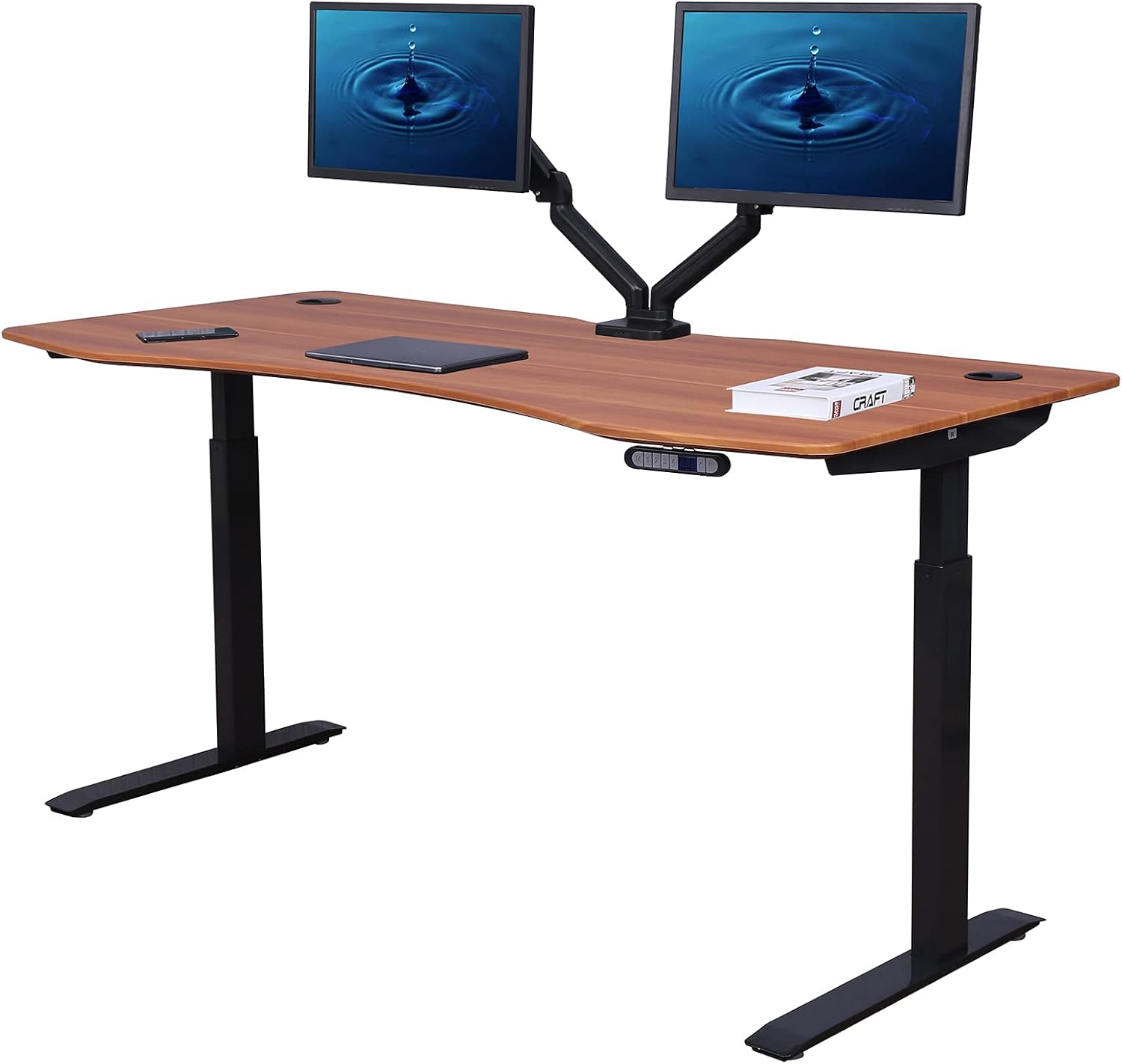 ApexDesk Elite Pro Series 60" x 27" Electric Height Adjustable Stand up Desk, Sit Stand Home Office Desk, Computer Desk - Curved Apple