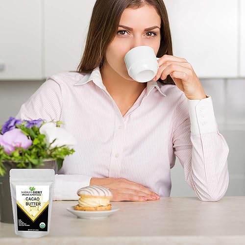 Miniatura 8 de Mayans Secret Obleas de mantequilla de cacao orgánica con certificación UDSA 1 libra Naturals crudas sin refinar sin desodorizar crudas  Keto  Vegano