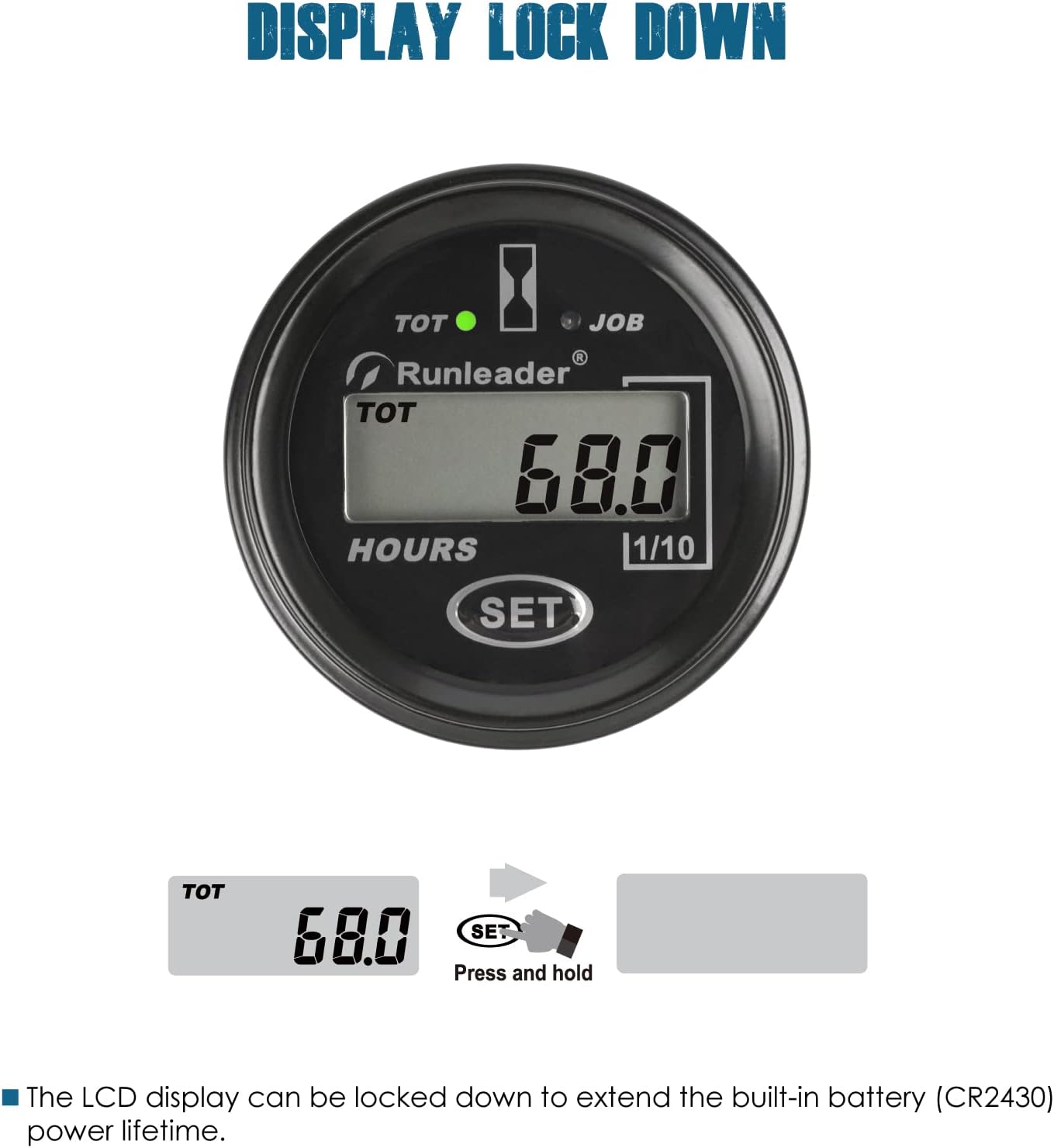 Runleader RL-HM069B Digital Hour Meter,Working Voltage AC 6V to 85V and DC 6V to 60V,Waterproof Design.