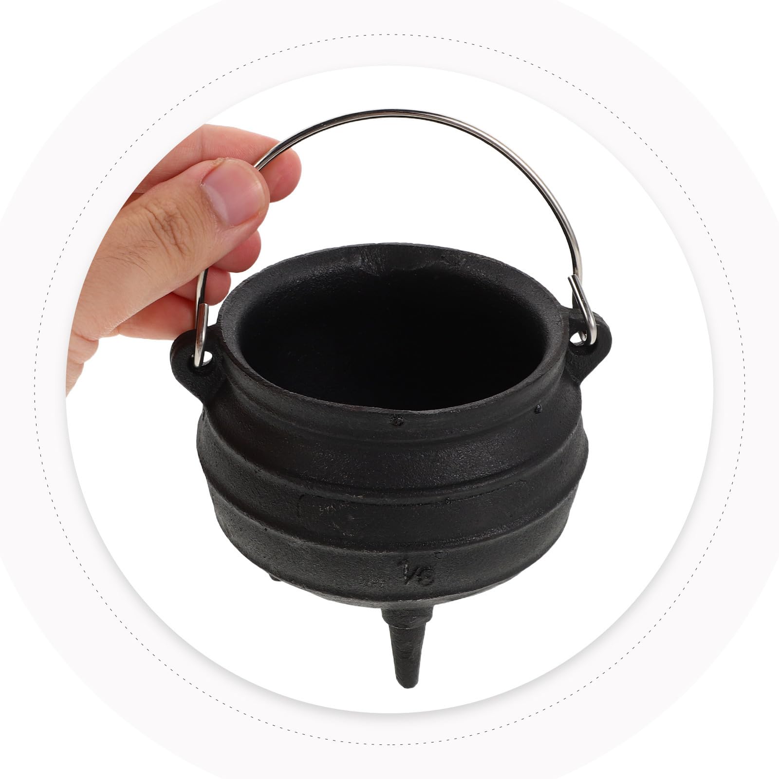 KICHOUSE Olla de Hierro Fundido Quemador Resistente al Calor con Trípode y Asa, Mini Caldero Negro para Quemar Incienso y Aromaterapia para Rituales y Adorno Espiritual