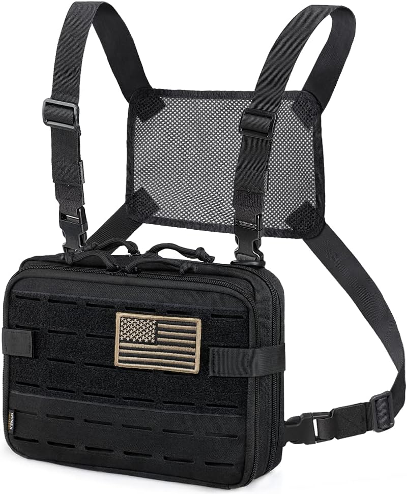 WYNEX Tactical Molle Admin Pouch of Laser Cut Design, Utility Pouches Molle Attachment Military Medical EMT Organizer with Map Pocket EDC EMT Pack IFAK Tool Holder Universal U.S.A Patch Included : Sports & Outdoors