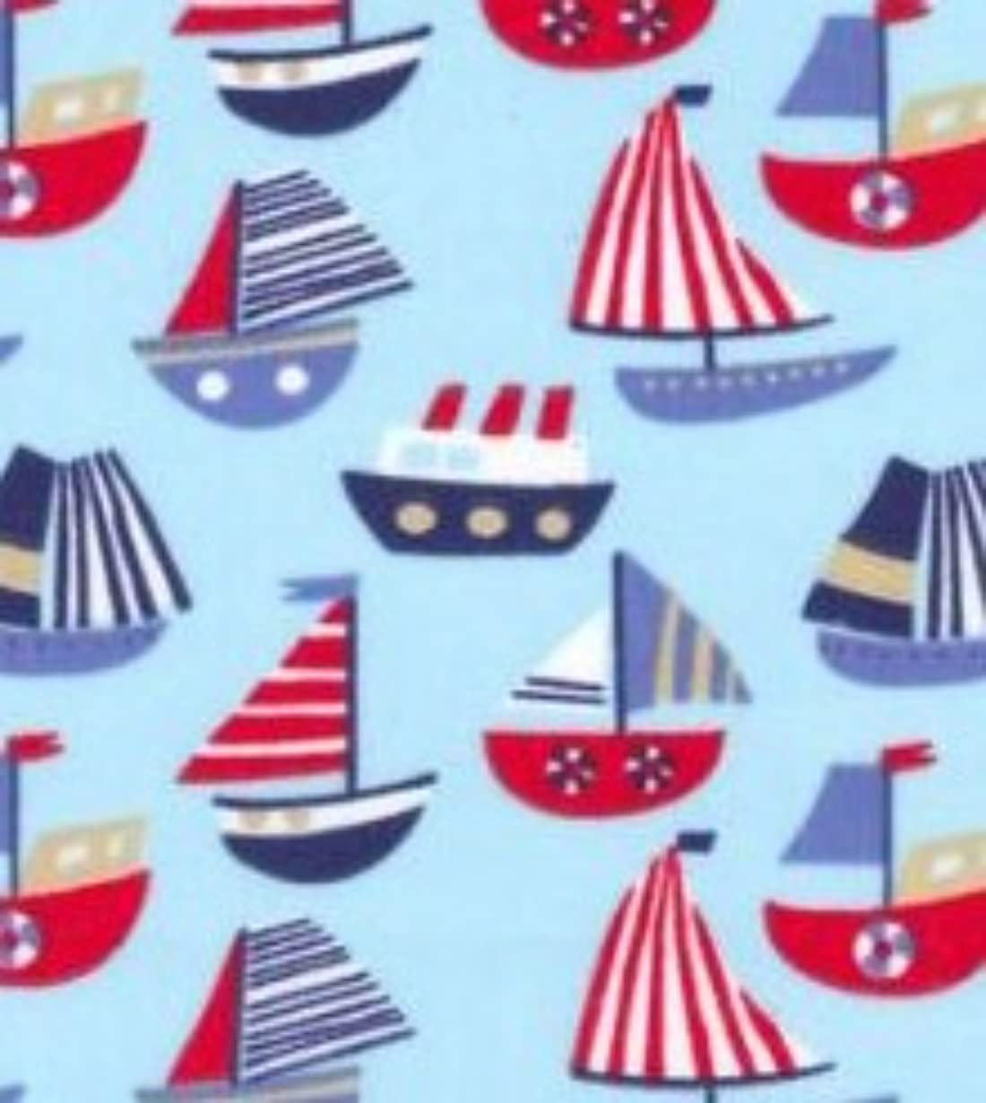 Crs Fur Fabrics Blue Printed Polycotton Craft Fabric Material - Boats 1Mtr 110Cmx100cm