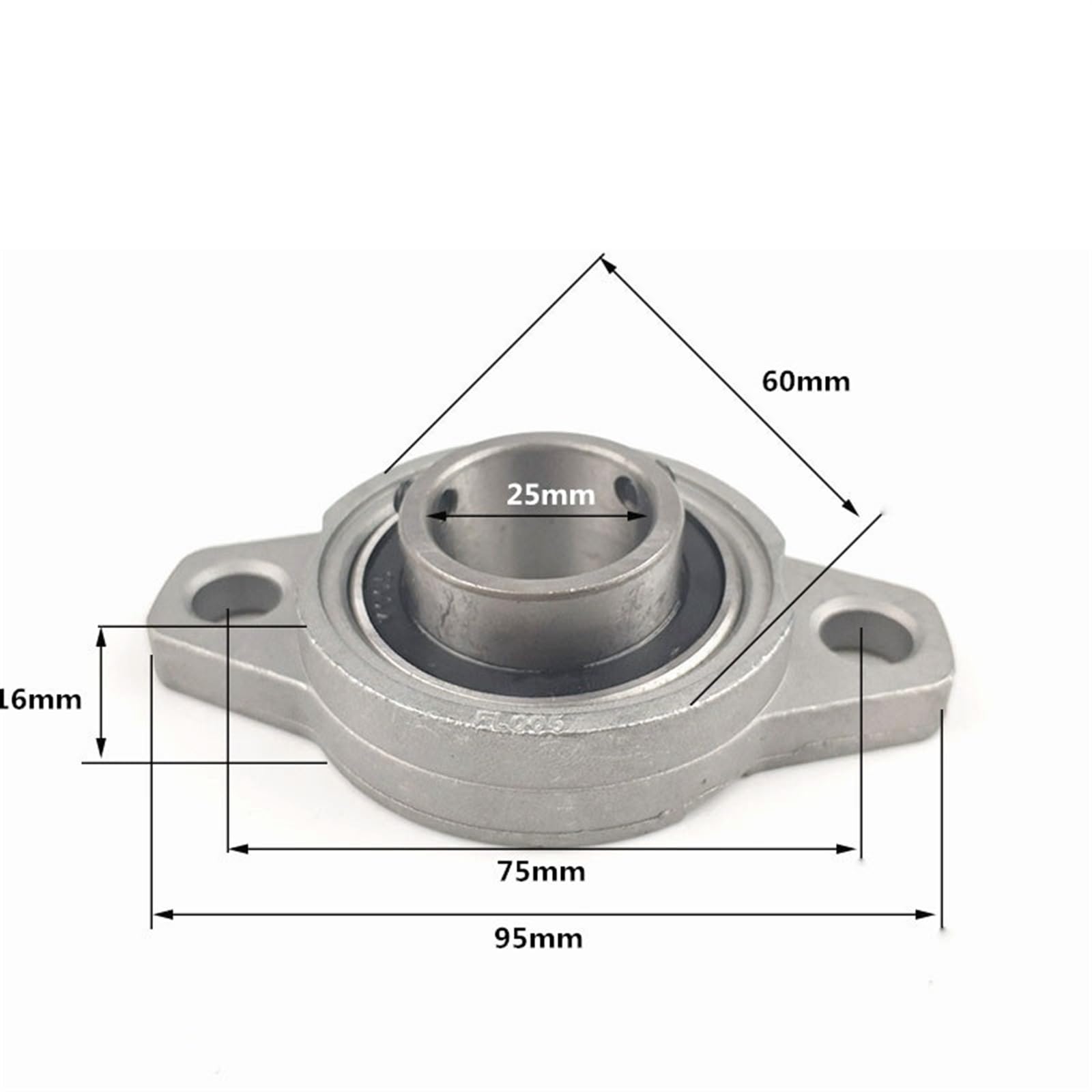 MIELEU Mounted Bearing Cuscinetti 2 Pezzi KFL005 Cuscinetto autoallineante con alloggiamento in ghisa Montato da 25 mm for Ball Bearing Skate Bearings