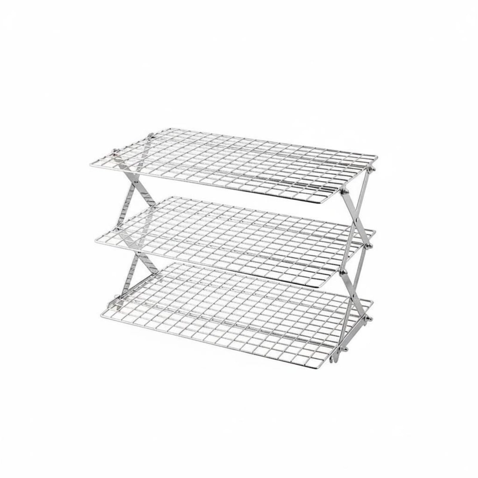 predolo Scaffale Pieghevole a 4 Ripiani Multiuso Ripiano Portaoggetti in Acciaio Salvaspazio Griglia di Raffreddamento per Picnic, color to 6, 4-Layer