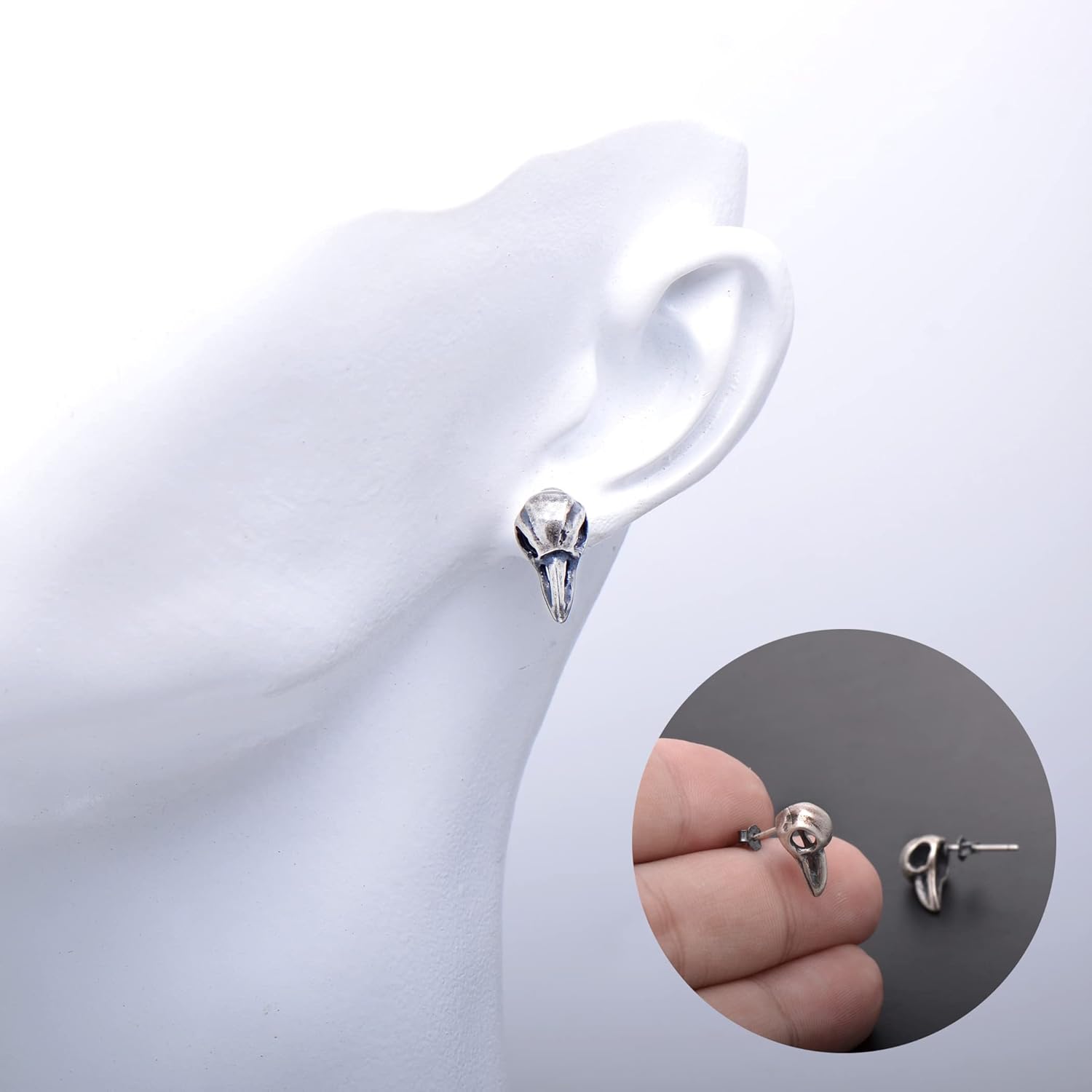 925 Sterling Silver Creepy Skull Studs Earrings for Women