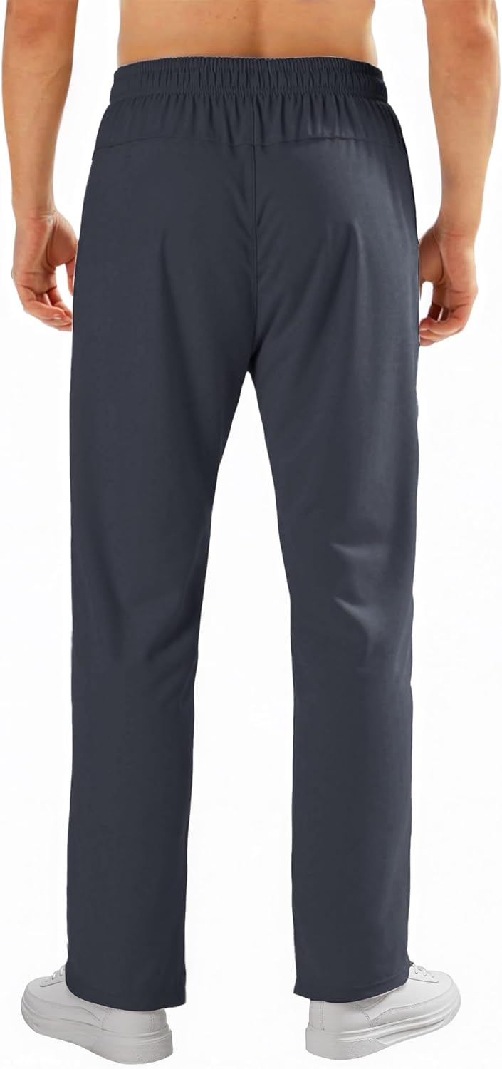 AIEOE Thermobroek voor heren, gevoerde winterbroek, warme joggingbroek, outdoor sportbroek met fleecevoering, elastische tailleband, zakken, zwart, XL